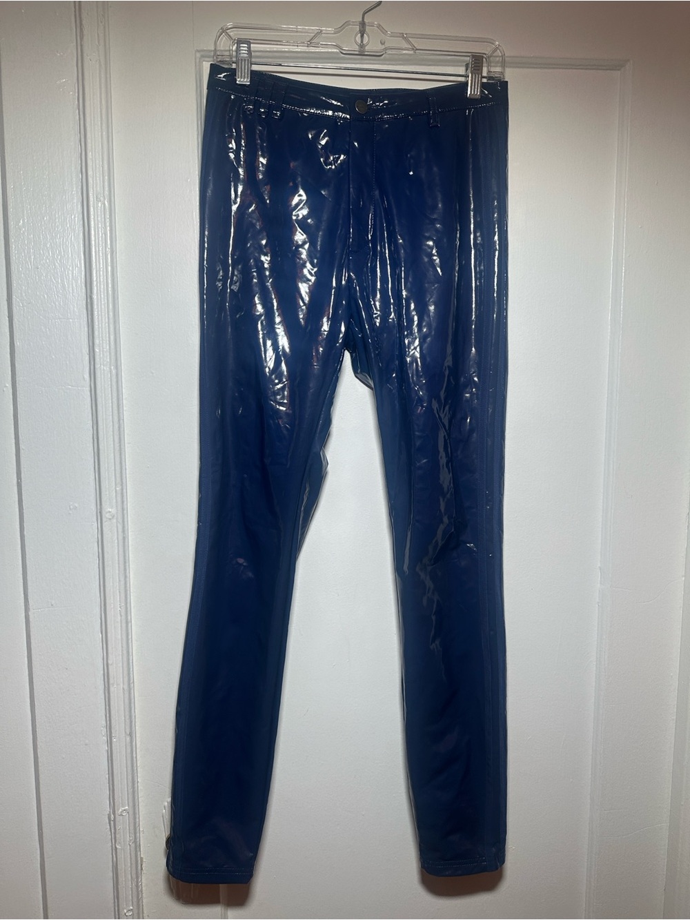 IVY PARK Shiny Navy Blue Vinyl Skinny Pants